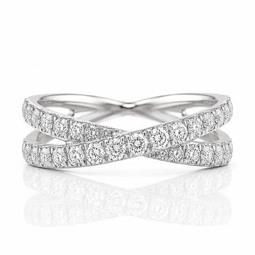 18k White Gold Criss Cross Infinity Diamond Band 1.00ctw