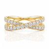 14k Yellow Gold Lab Grown Criss Cross Infinity Diamond Band 1.00ctw