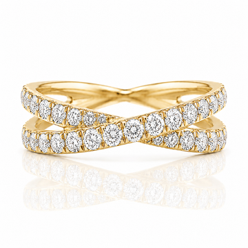 14k Yellow Gold Lab Grown Criss Cross Infinity Diamond Band 1.00ctw