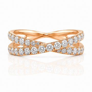 18k Rose Gold Criss Cross Infinity Diamond Band 1.00ctw