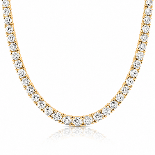 14k Yellow Gold Lab Grown Diamond Classic Tennis Necklace 10.00ctw