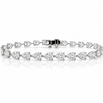 14k White Gold Lab Grown Pear Diamond Tennis Bracelet 10.00ctw