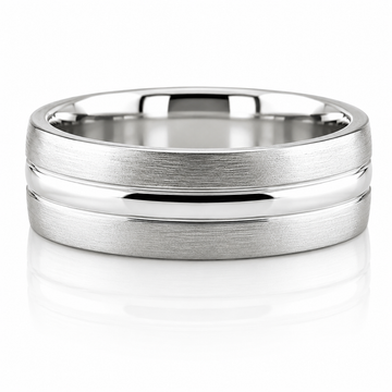14k White Gold Mens Band 7mm