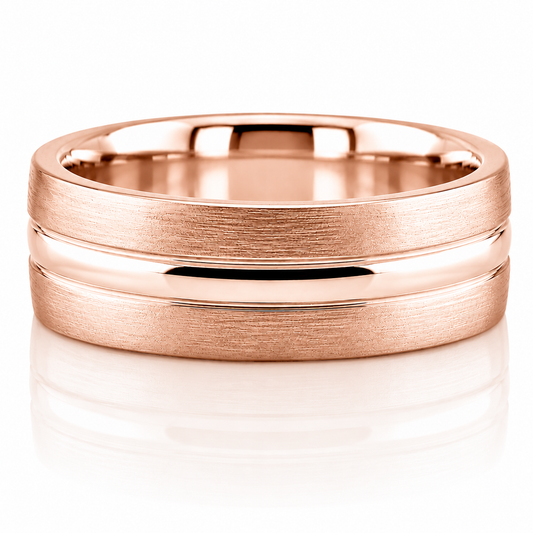14k Rose Gold Mens Band 7mm
