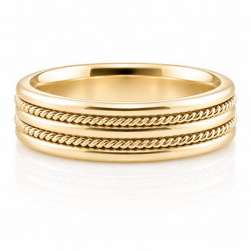 14k Yellow Gold Rope Cable Mens Band