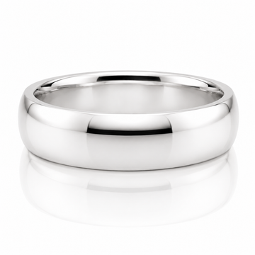 14k White Gold Classic Traditional Mens Band