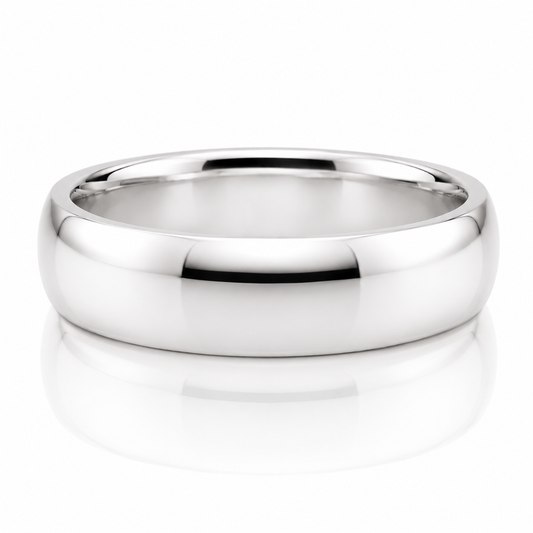14k White Gold Classic Traditional Mens Band