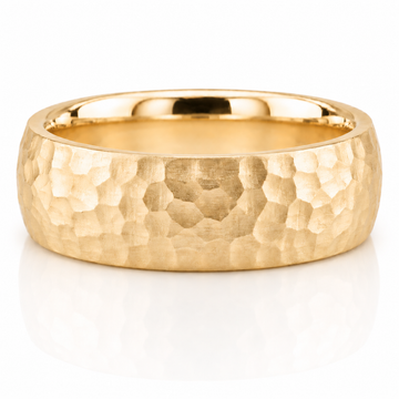 14k Yellow Gold Hammer Texture Mens Band