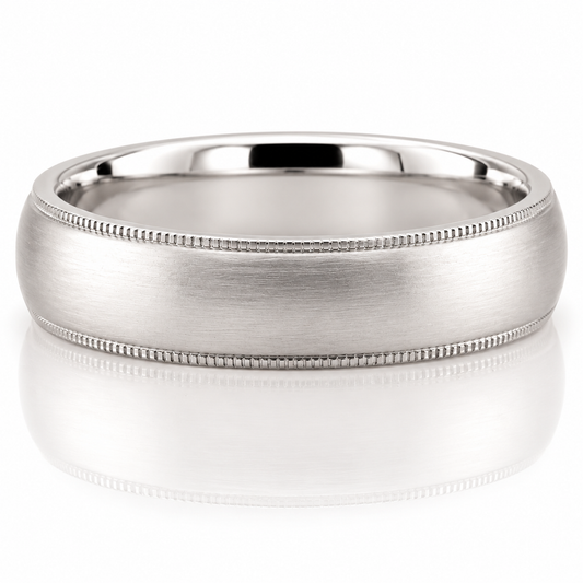 Platinum Milgrain Detail Mens Band