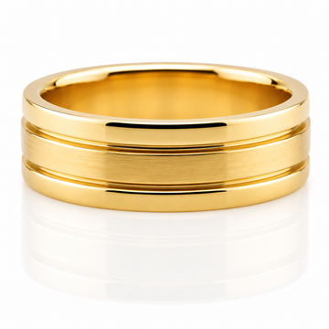 14k Yellow Gold Double Indent Mens Band