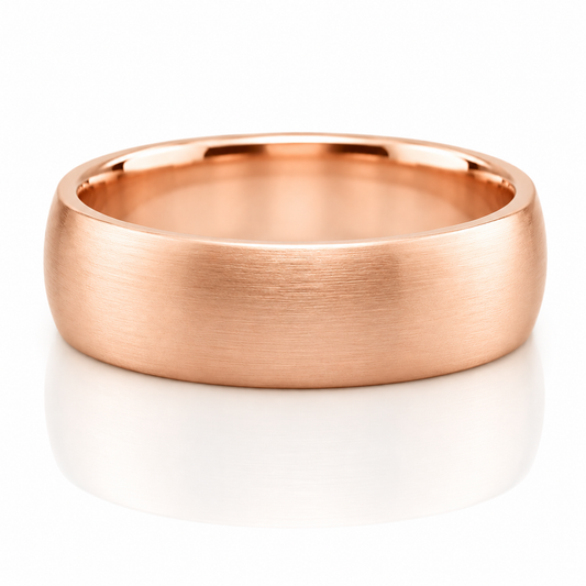14k Rose Gold Brushed Satin Finish Mens Band