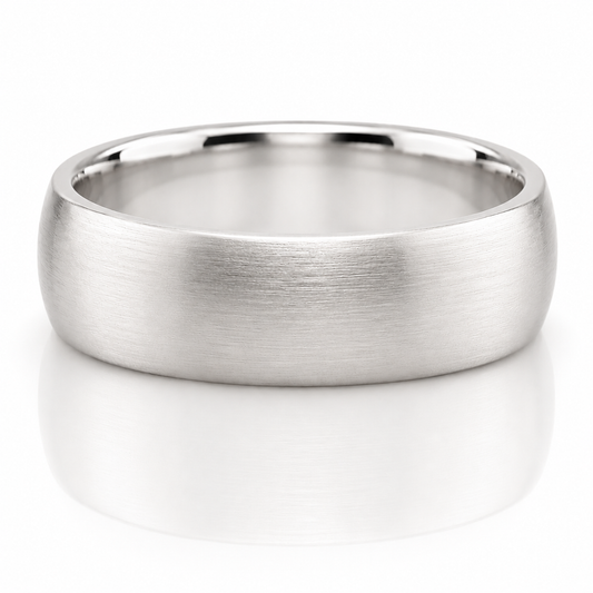 14k White Gold Brushed Satin Finish Mens Band
