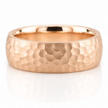 14k Rose Gold Hammer Texture Mens Band