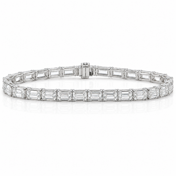 14k White Gold Lab Grown Emerald Diamond Tennis Bracelet 15.00ctw