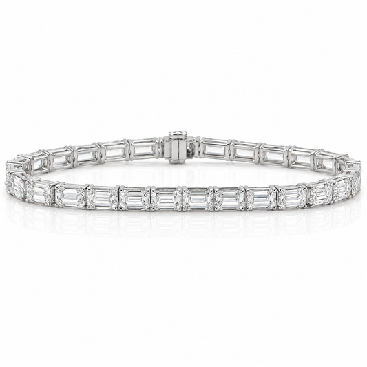 14k White Gold Lab Grown Emerald Diamond Tennis Bracelet 15.00ctw