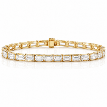 14k Yellow Gold Lab Grown Emerald Diamond Tennis Bracelet 15.00ctw