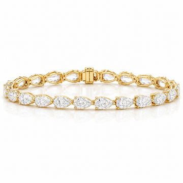 14k Yellow Gold Lab Grown Pear Diamond Tennis Bracelet 10.00ctw