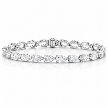 14k White Gold Lab Grown Pear Diamond Tennis Bracelet 10.00ctw