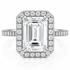 14k White Gold 4.00ct Lab Grown Emerald Diamond Halo Engagement Ring