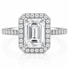 14k White Gold 3.00ct Lab Grown Emerald Diamond Halo Engagement Ring