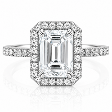 14k White Gold 3.00ct Lab Grown Emerald Diamond Halo Engagement Ring