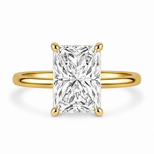 14k Yellow Gold 3.11ct Natural Elongated Radiant Diamond Solitaire Engagement Ring