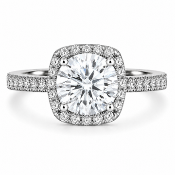 14k White Gold 2.00ct Lab Grown Round Diamond Halo Engagement Ring