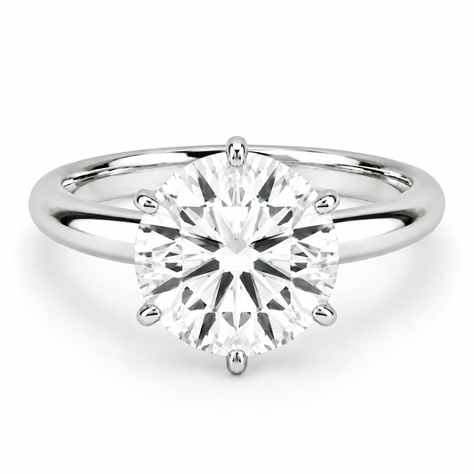 14k White Gold 3.50ct Lab Grown Round Diamond Solitaire Engagement Ring