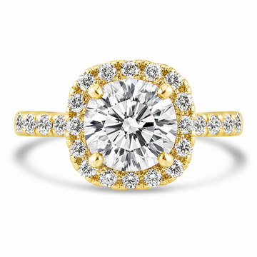 14k Yellow Gold 1.80ct Lab Grown Round Diamond Halo Engagement Ring