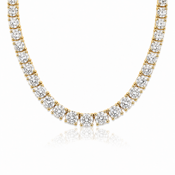 14k Yellow Gold Lab Grown Diamond Classic Tennis Necklace 15.00ctw