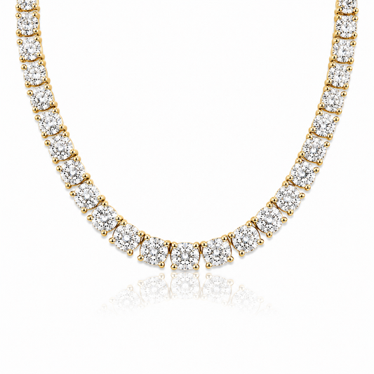 14k Yellow Gold Lab Grown Diamond Classic Tennis Necklace 15.00ctw