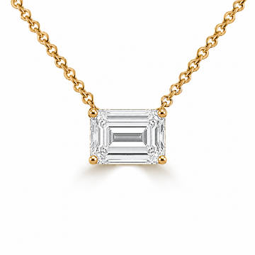 14k Yellow Gold 2.50ct Lab Grown Emerald Diamond Solitaire Necklace