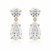 14k Yellow Gold Lab Grown Round & Pear Multi Shape Diamond Earrings 5.00ctw