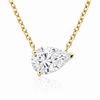 14k Yellow Gold 2.50ct Lab Grown Pear Diamond Asymmetric Solitaire Necklace