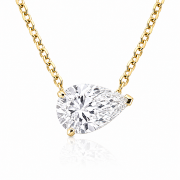 14k Yellow Gold 2.50ct Lab Grown Pear Diamond Asymmetric Solitaire Necklace
