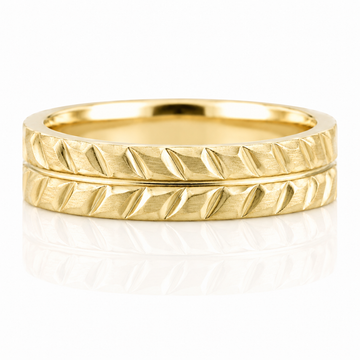 14k Yellow Gold Chevron Mens Band