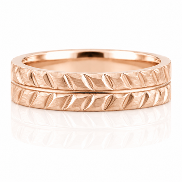 14k Rose Gold Chevron Mens Band