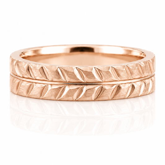 14k Rose Gold Chevron Mens Band
