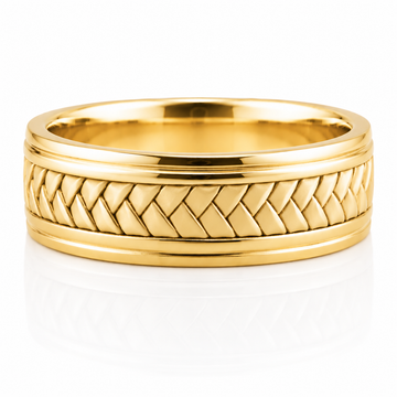14k Yellow Gold Braided Mens Band