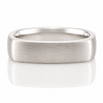 14k White Gold Brushed Satin Finish European Shank Mens Band