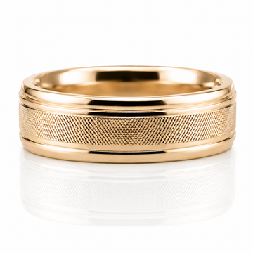 14k Yellow Gold Textured High Polish Finish Mens Band