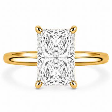 14k Yellow Gold 3.00ct Lab Grown Elongated Radiant Diamond Invisible Halo Solitaire Engagement Ring