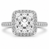 18k White Gold 3.00ct Lab Grown Princess Diamond Halo Engagement Ring