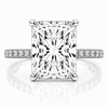 14k White Gold 5.50ct Lab Grown Elongated Radiant Diamond Band Invisible Halo Engagement Ring