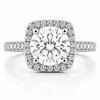 14k White Gold 3.00ct Lab Grown Round Diamond Halo Engagement Ring
