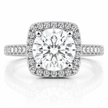 14k White Gold 3.00ct Lab Grown Round Diamond Halo Engagement Ring