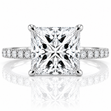 18k White Gold 3.00ct Lab Grown Princess Diamond Invisible Halo Engagement Ring