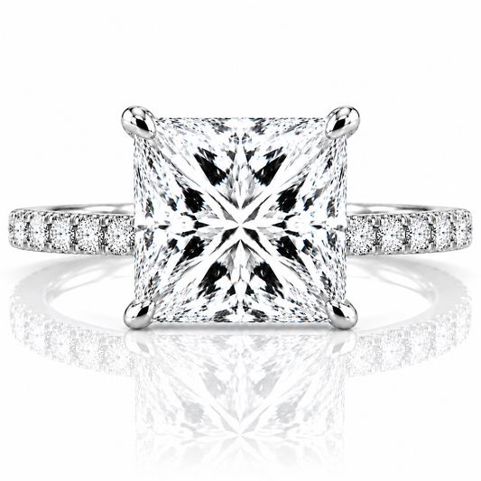 18k White Gold 3.00ct Lab Grown Princess Diamond Invisible Halo Engagement Ring