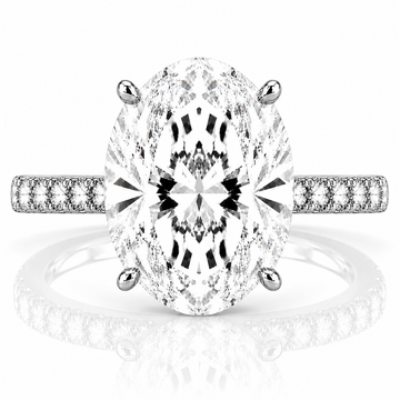14k White Gold 4.50ct Lab Grown Oval Diamond Invisible Halo Engagement Ring