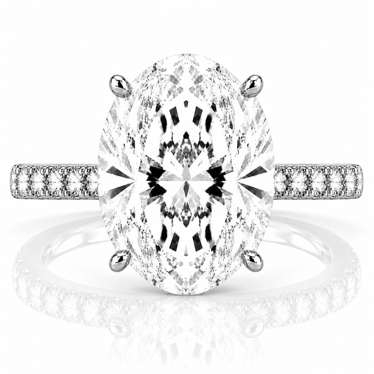 14k White Gold 4.50ct Lab Grown Oval Diamond Invisible Halo Engagement Ring